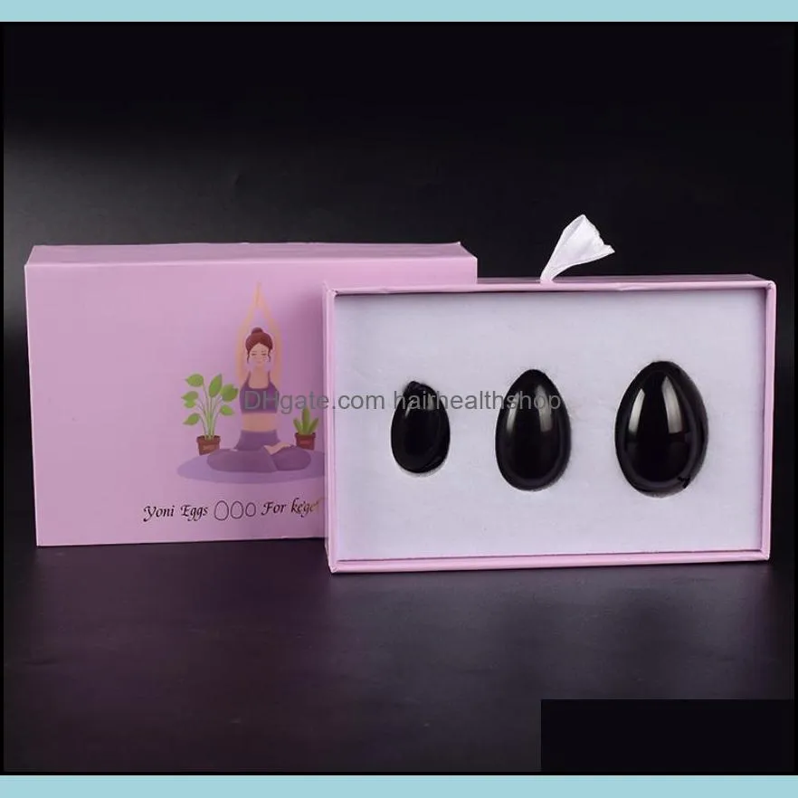 new arrival 3 pcs/set yoni eggs set natural yoni egg obsidian jade massage stone kegel exercise