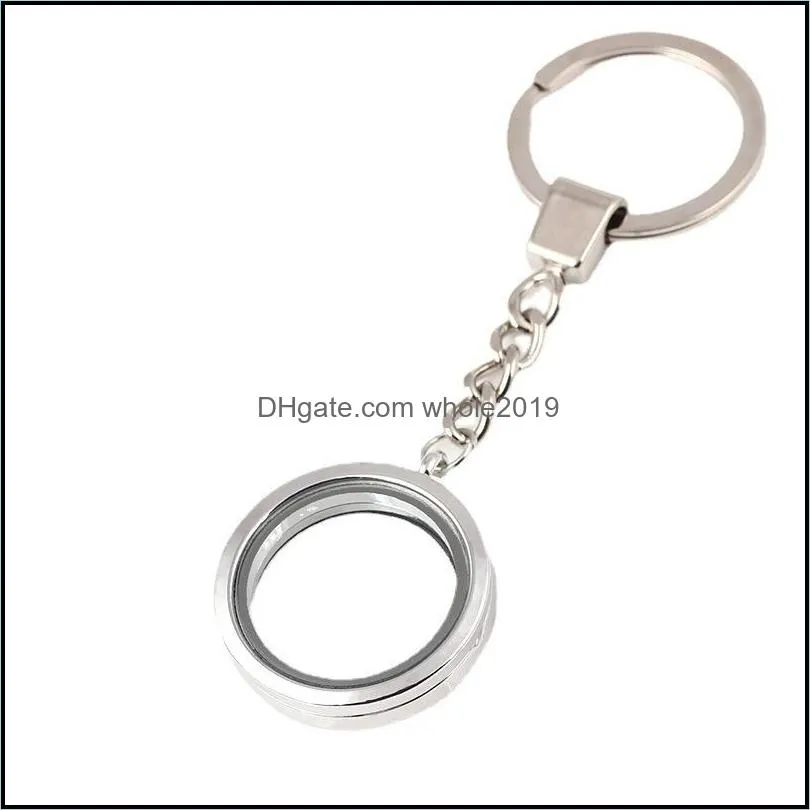 openable floating locket key rings round lockets pendants keychain diy fashion jewelry silver gold