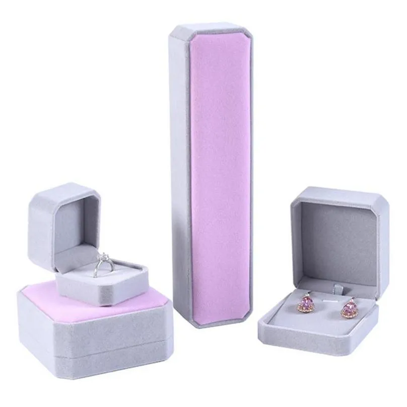 protable jewelry storage box set earrings ring necklace pendant collection organizer square jewelry gift boxes display cases for proposal