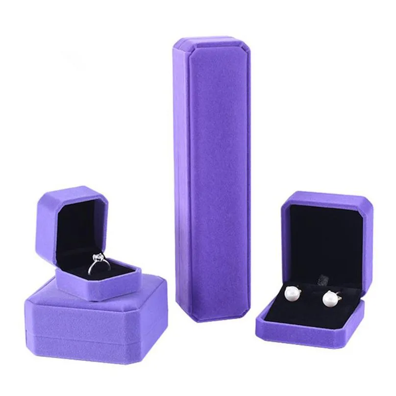 fashion velvet jewelry box necklace ring earrings case bracelet pendant organizer holder gift packing boxes