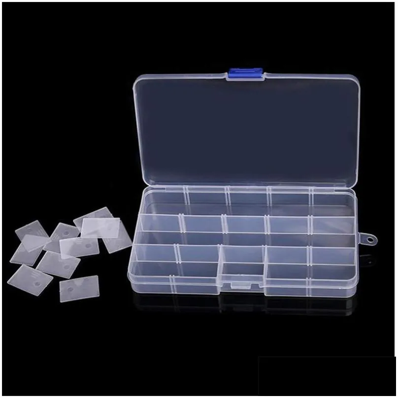 15 grids home storage box empty storage container box clear case for jewelry earring holder organizer boxes