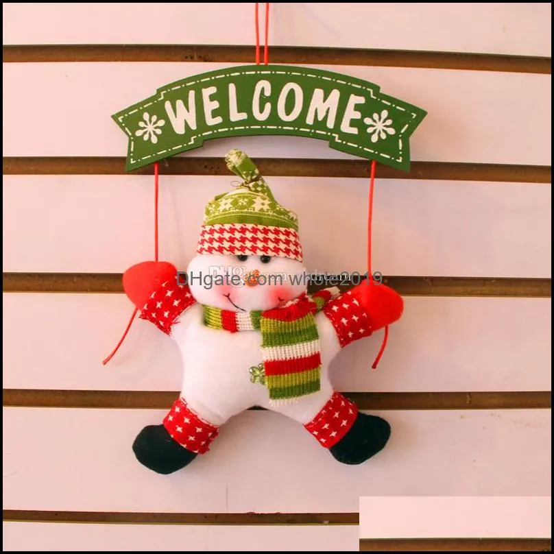 christmas decorations welcome santa snowman porch hangs cartoon figures christmas door hang wreath fextive home decor