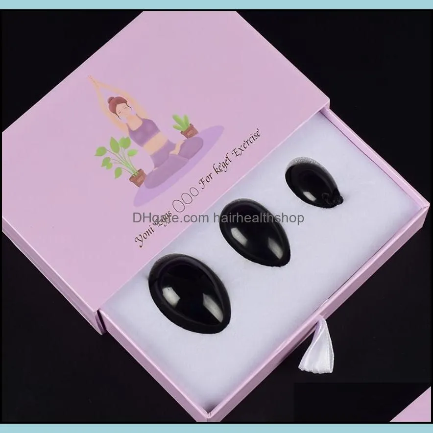 new arrival 3 pcs/set yoni eggs set natural yoni egg obsidian jade massage stone kegel exercise