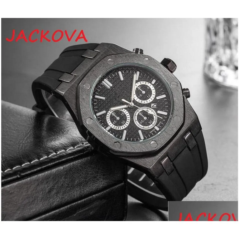 top brand black silicone quartz fashion mens time clock watches auto date men dress designer watch wholesale male gifts wristwatch