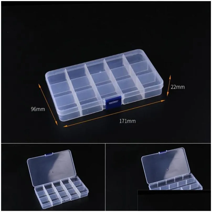 transparent plastic jewelry organizer box 10 15 24 36 slots storage containers beads ring earrings storage box