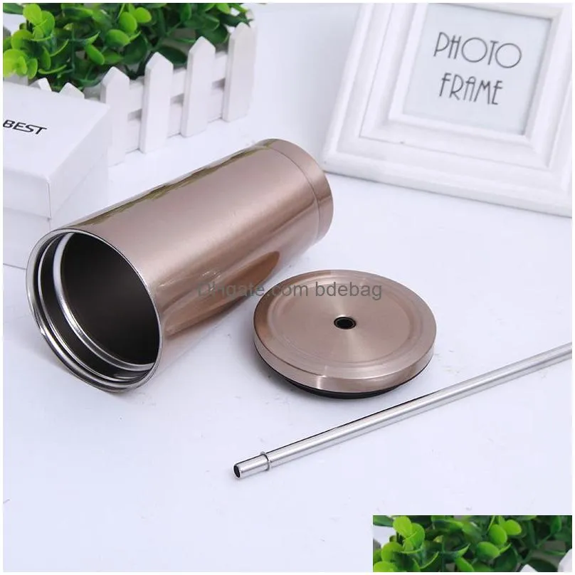 500ml 304 stainless steel sippy mug contain tubularis cup water bottle straight tube type vacuum tumbler fashionable office supplies 19tl