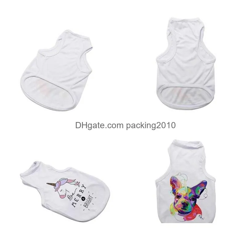 sublimation blank dog apparel t shirt pets white sleeveless diy dogs puppy vest clothes apparel supplies 3 sizes polyester fiber hot 10 5ex