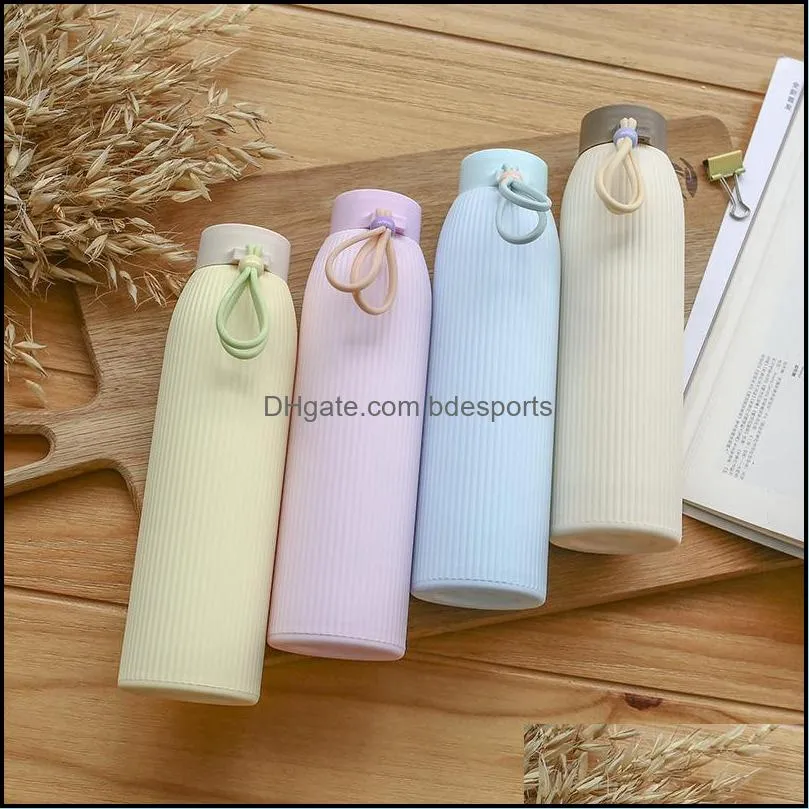 macaroon glass cup doubledeck heat protection water bottles student portable stripe animal gift insulated tumblers fashion color mix 6