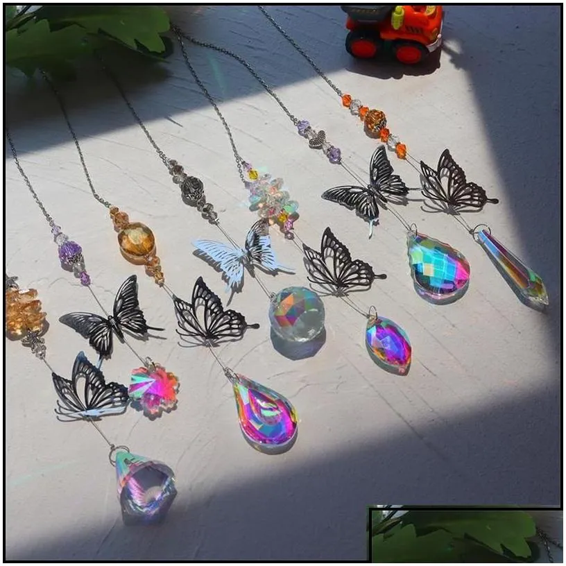 garden decorations garden decorations suncatcher butterfly crystal rainbow maker light car pendant window hanging sun catcher decora