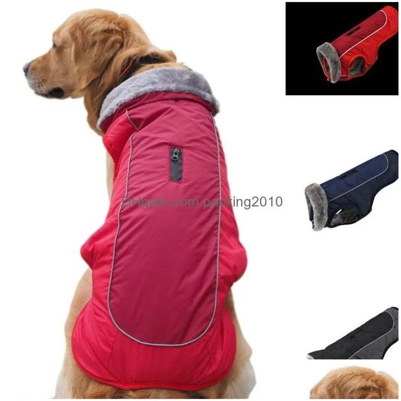 fur collar dog clothes autumn winter reflection waterproof dogs cotton padded clothing pets supplies new high quality 44bl j2