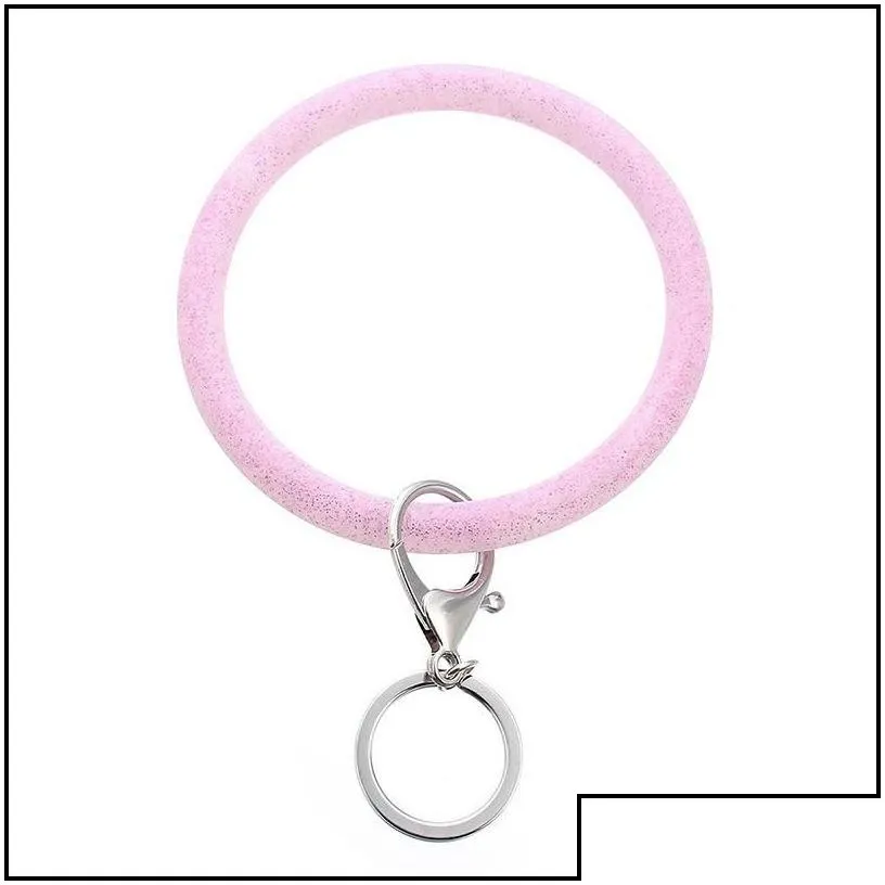 party favor sile wrist key ring fashion glitter bracelet sports keychain bracelets bangle round rings large cute keyring gifts dhs d