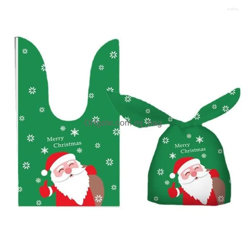christmas decorations 50pcs snack pouch xmas decoration party supplies ear biscuit candy bags cookie bag baking packaging