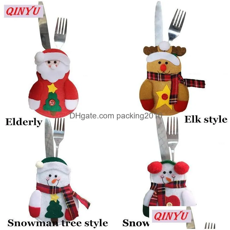 christmas decorations snowman xmas party tableware bags for year holder cutlery pocket knife fork table decoration 6zhh107christmas