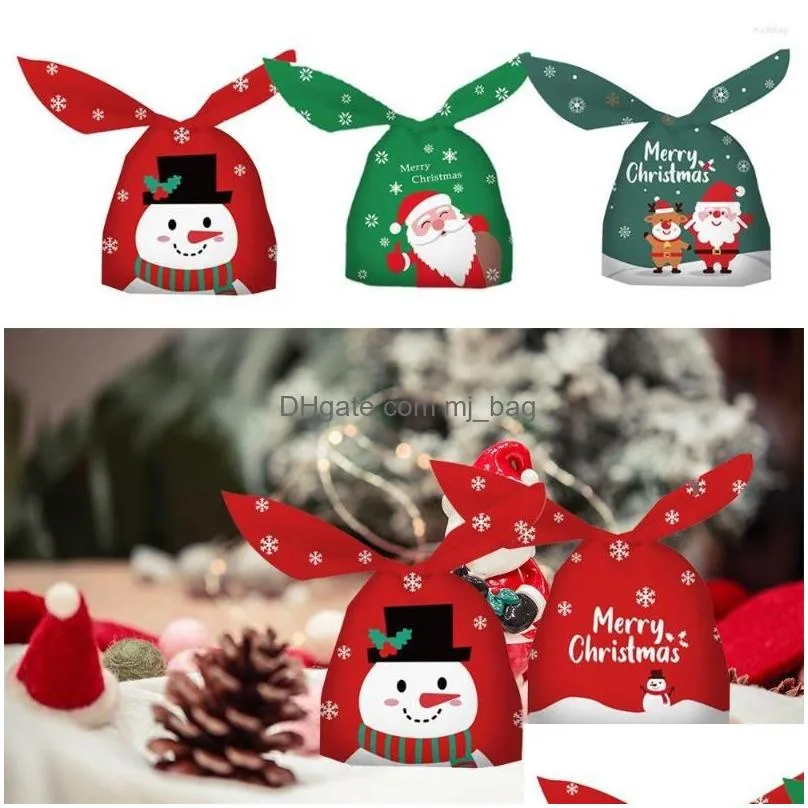 christmas decorations 50pcs snack pouch xmas decoration party supplies ear biscuit candy bags cookie bag baking packaging