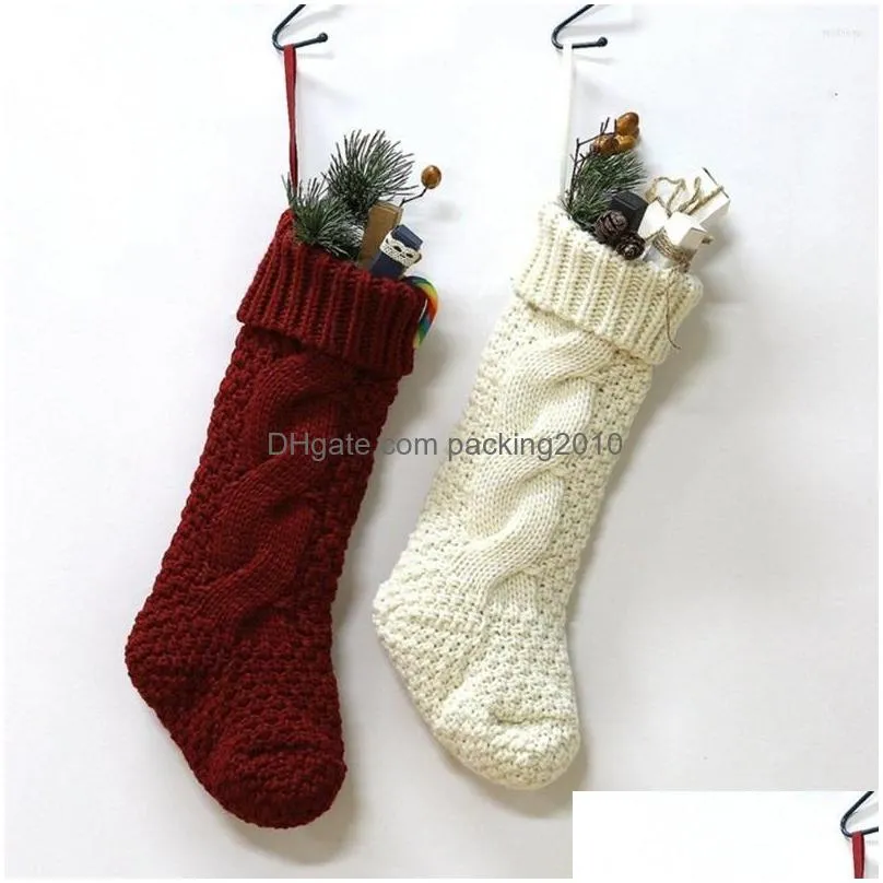 christmas decorations knitted stockings hanging stocking gift bag for family holiday xmas party decor choice