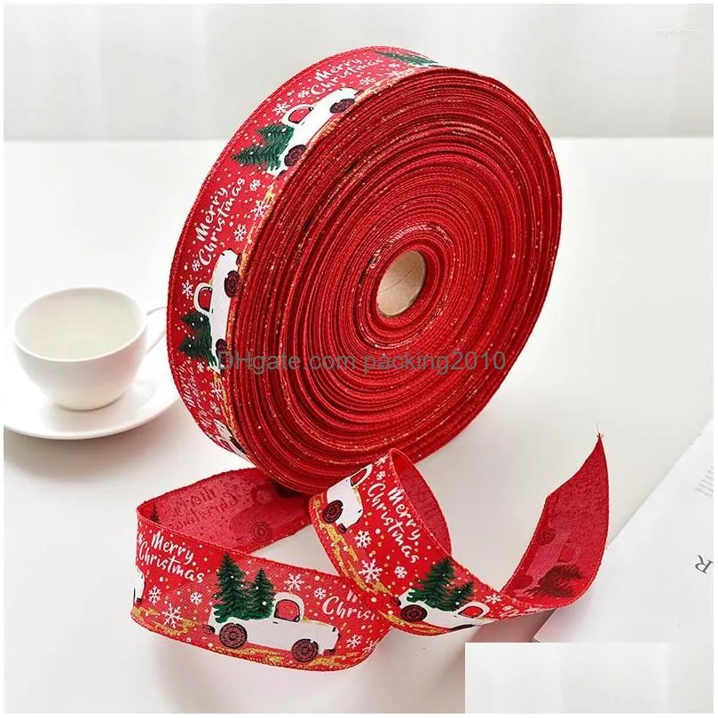 christmas decorations ribbon imitation wire edge linen decoration red and green snowflake plaid 2 m/roll