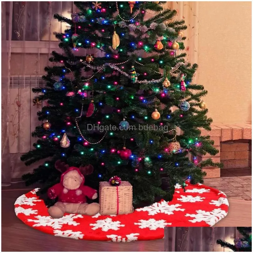 christmas decorations snowflake tree skirt red for holiday party festive home