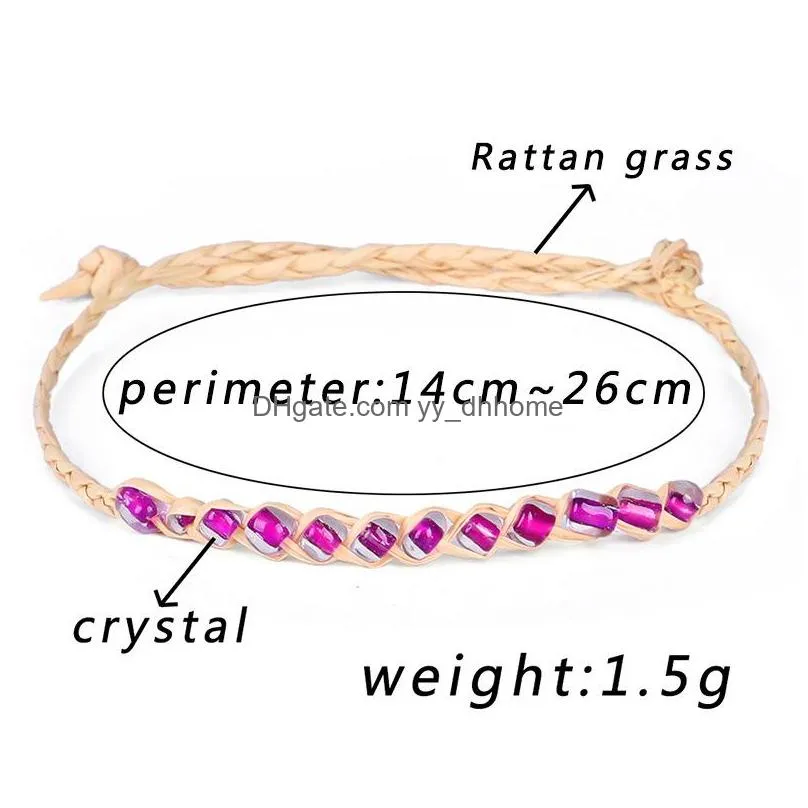 wholesale charm bracelets crystal bead love rafi grass handmade jewelry lady wish rope bracelet