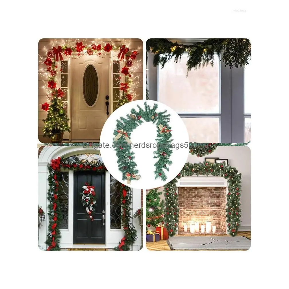 christmas decorations artificial garland hang with pinecones 1.8m decoration pine tree rattan ornament for home shop