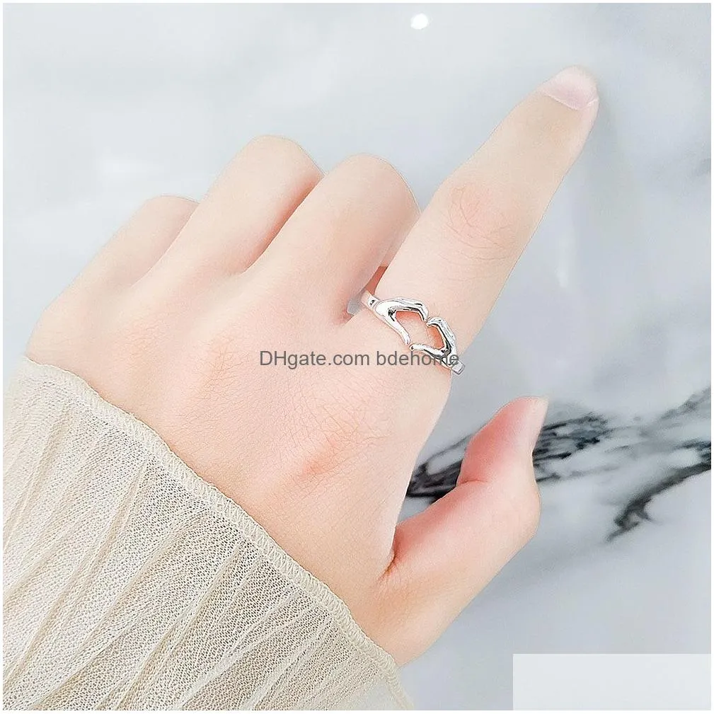 romantic hands than heart couple ring for women men geometric palm love gesture fashion finger rings wedding jewelry lover gifts