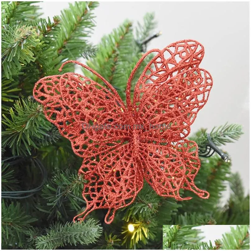 christmas decorations 6pcs 2022 ornament tree hanging pendant simulation butterfly xmas kerstboom decoratieschristmas