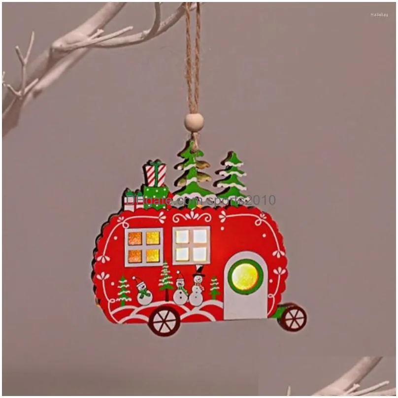 christmas decorations led round corner pendant bright color eyecatching wood delicate craft festival ornaments home decor party