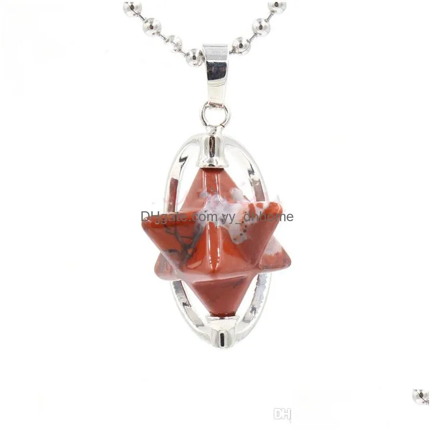 mercaba life flower pendant unique design for men and women star life tree glass pendant bead chain necklace
