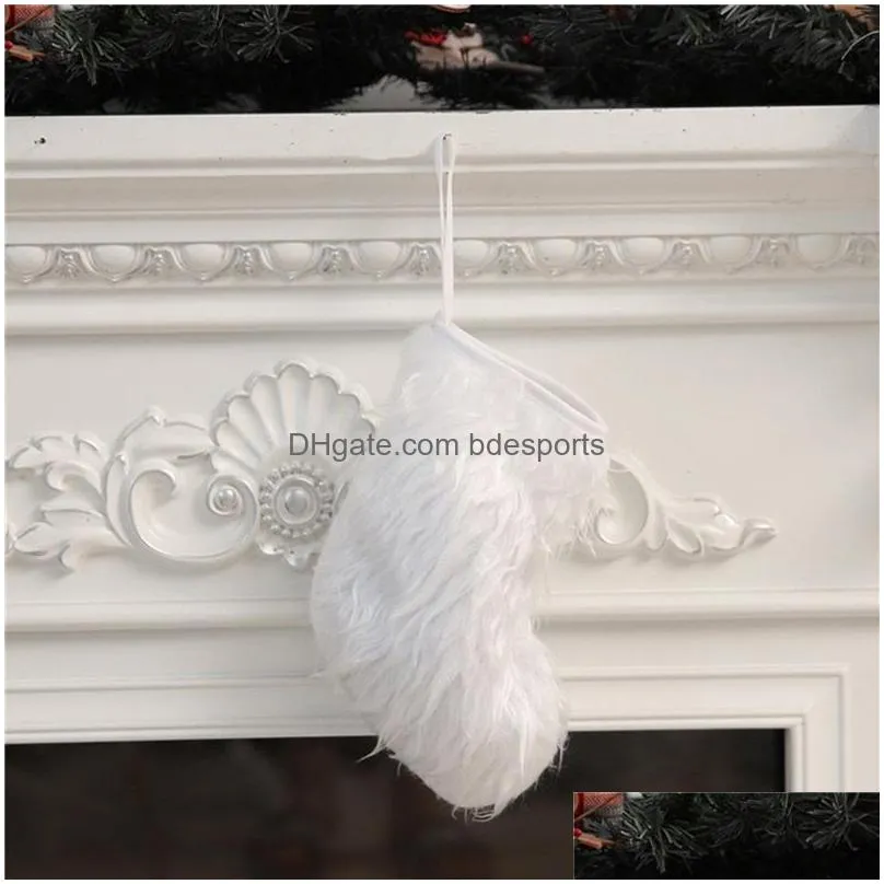 christmas decorations 2022 stocking white gift bag decorative socks plush tree pendant