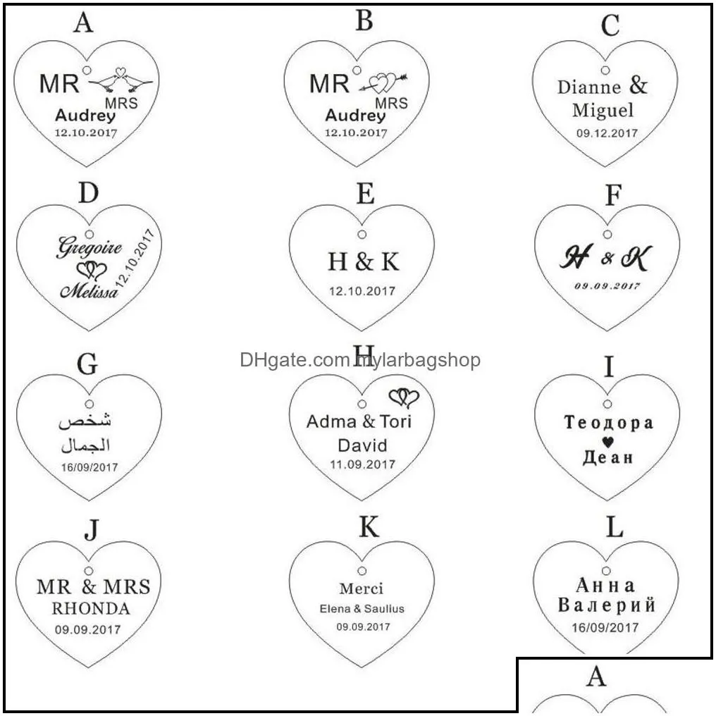 party favor 100 personalized custom engraved wedding name and date love heart wooden centerpiecesgift tagsandjute string mylarbagshop