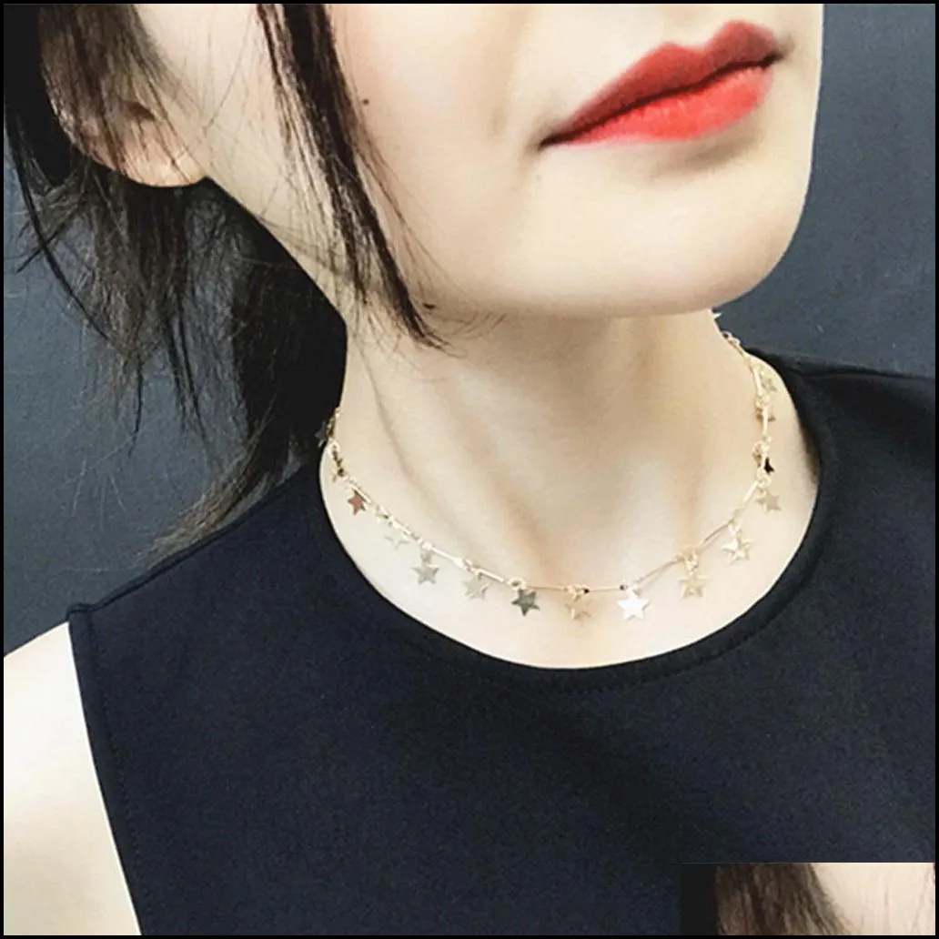 10pc/set chain choker necklace for women grils lucky star pendant necklace