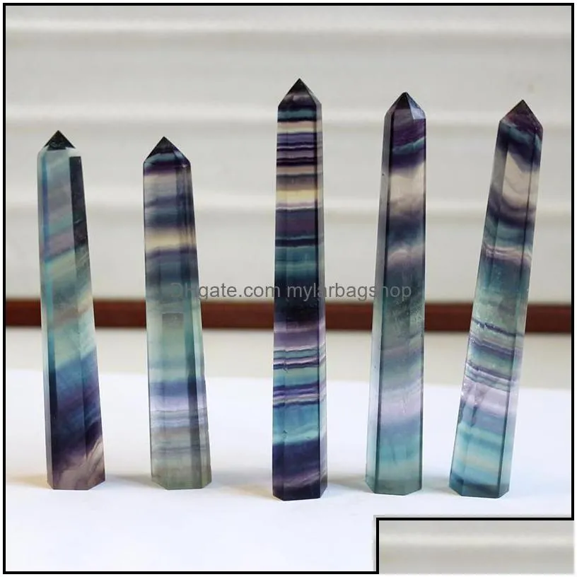 arts and crafts arts gifts home garden natural healing crystal point wands rainbow fluorite quartz tower wand faceted reiki chakra