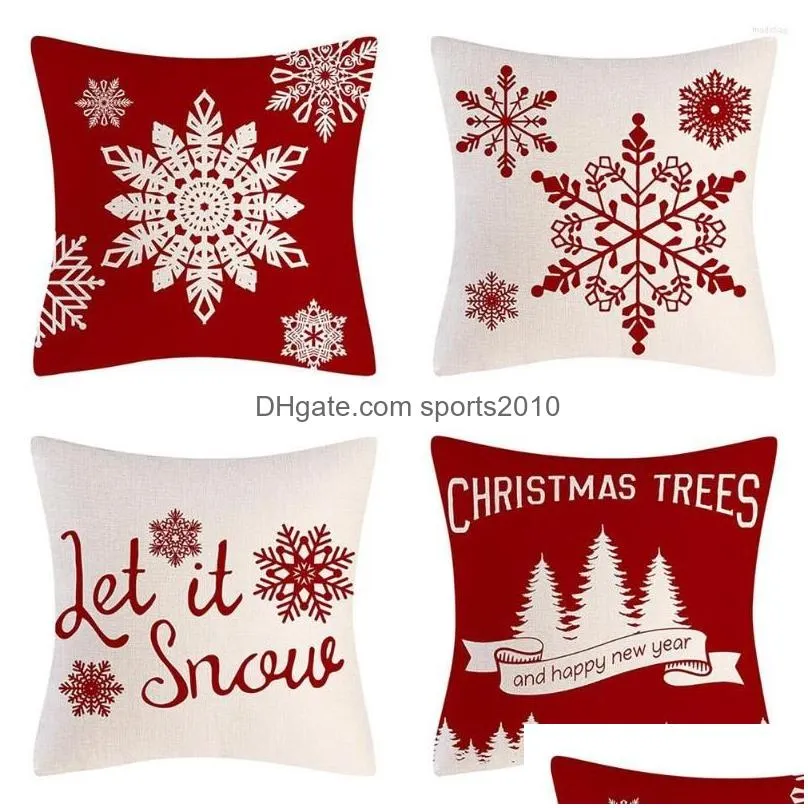 christmas decorations decor pillow covers set of 4 farmhouse holiday rustic linen case for sofa couch decorat