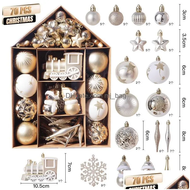 party decoration 70pcs christmas ball ornaments set xmas tree hanging pendants home decorations year gifts 2023