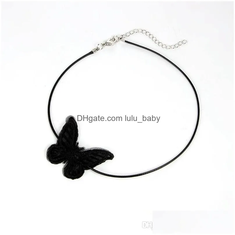 2019 japanese and korean jewelry black fashion simple lace butterfly clavicle chain choker short necklace ladies