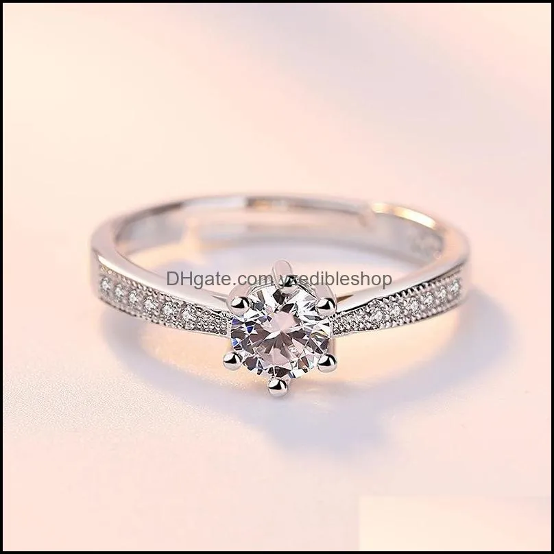 update diamond solitaire ring open adjustable engagement wedding rings for women fashion jewelry