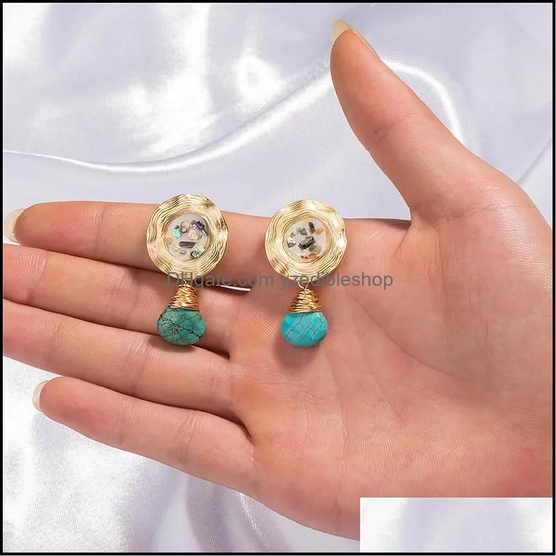 natura stone shell earrings jewelry women earrings resin coral earrings drop fashion jewelry gift 350202