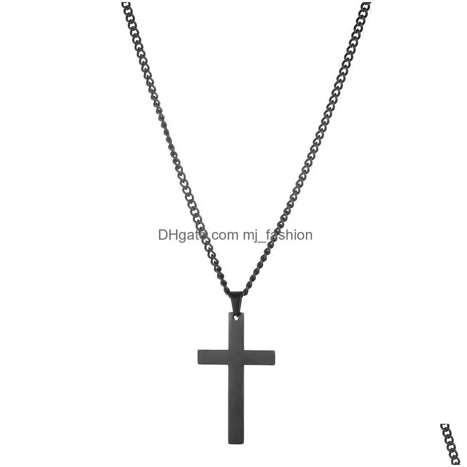 cross necklace pendant women jewelry gift christian chain titanium stainless steel for man male or female 2021 metal fashion