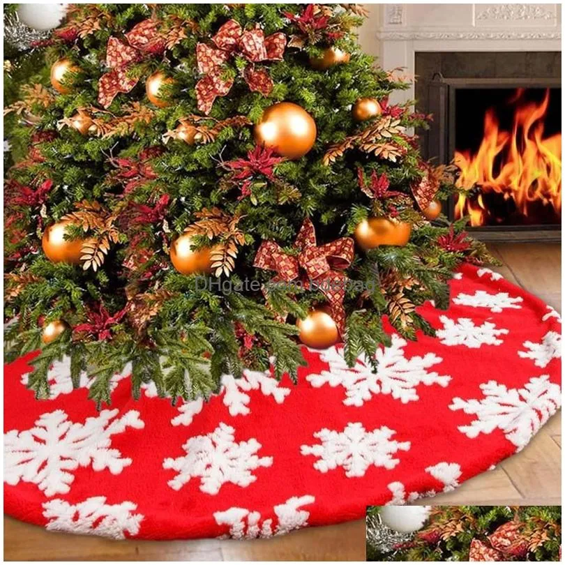 christmas decorations snowflake tree skirt red for holiday party festive home