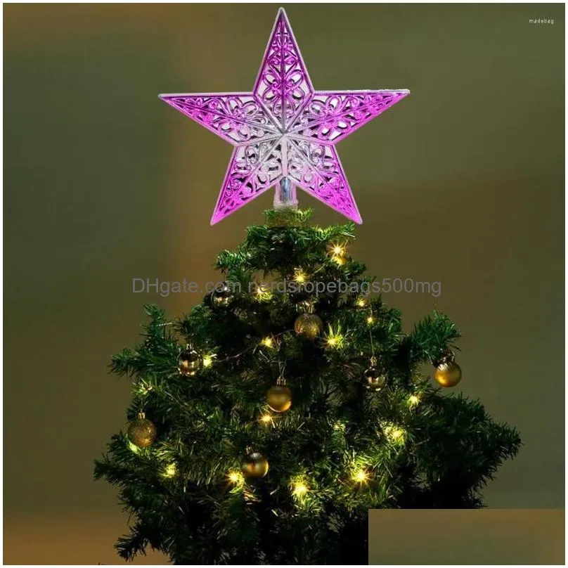 christmas decorations plastic great holiday party xmas tree top star ornament lightweight pentagram hollowout design for household