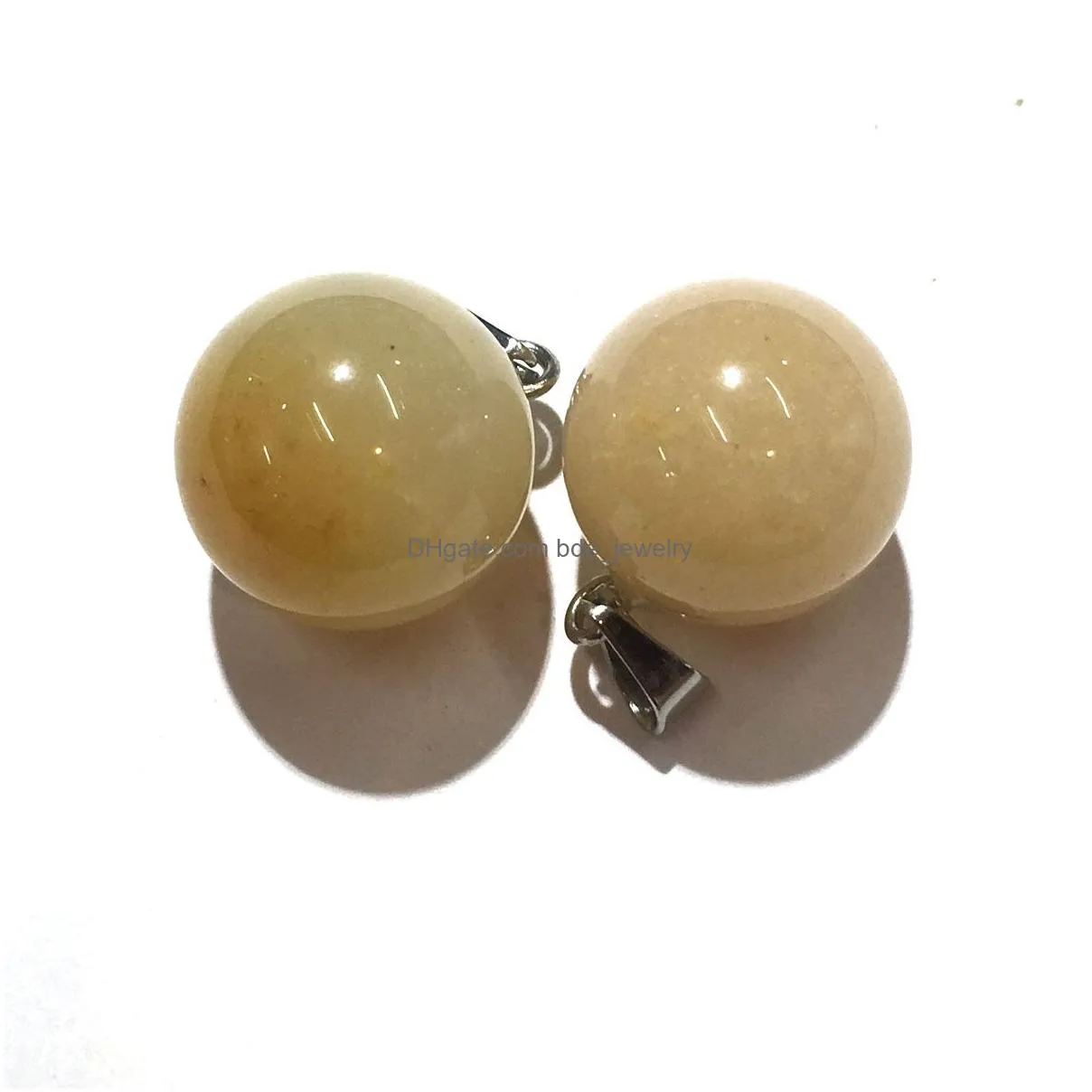 14mm round gemstone pendants necklace natural dangle ball rose quartz charms healing chakra stone charm sphere jewelry 45cm black