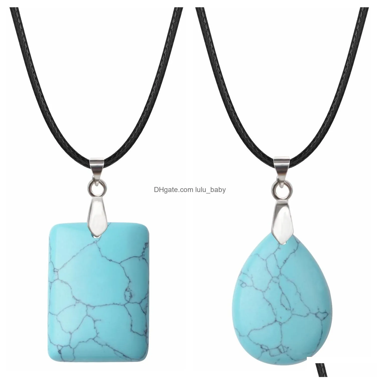 mixed stone pendant chakra charm gemstone rectangle pendants crystal quartz stone for diy necklace jewelry making