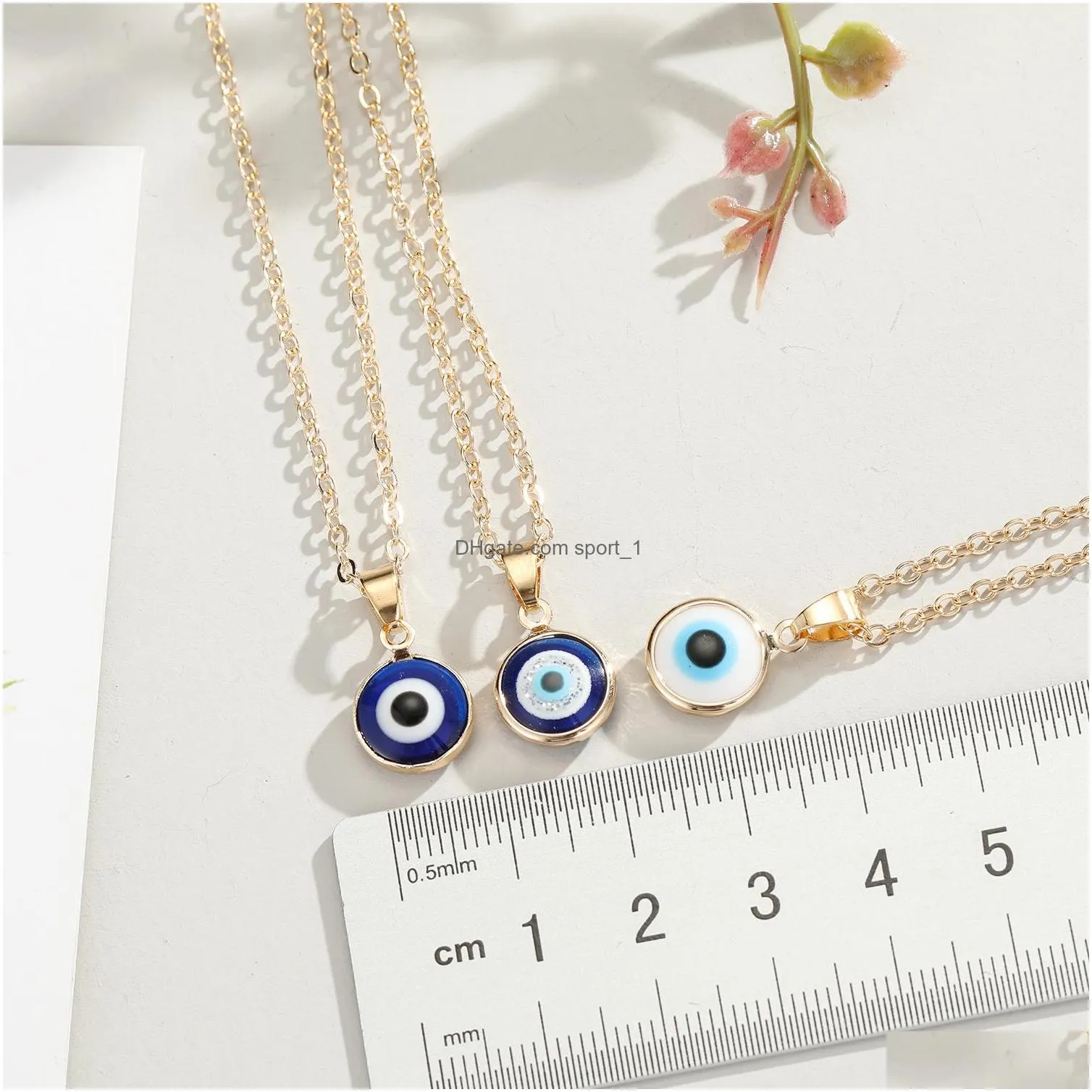 vintage ethnic round turkey evil blue eye necklace for women gold color pendant choker clavicle chain turkish jewelry