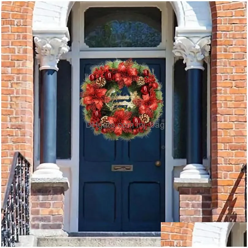 christmas decorations decorative garland simulation flower plant wreath festival holiday home door wall decoration hanging ornament