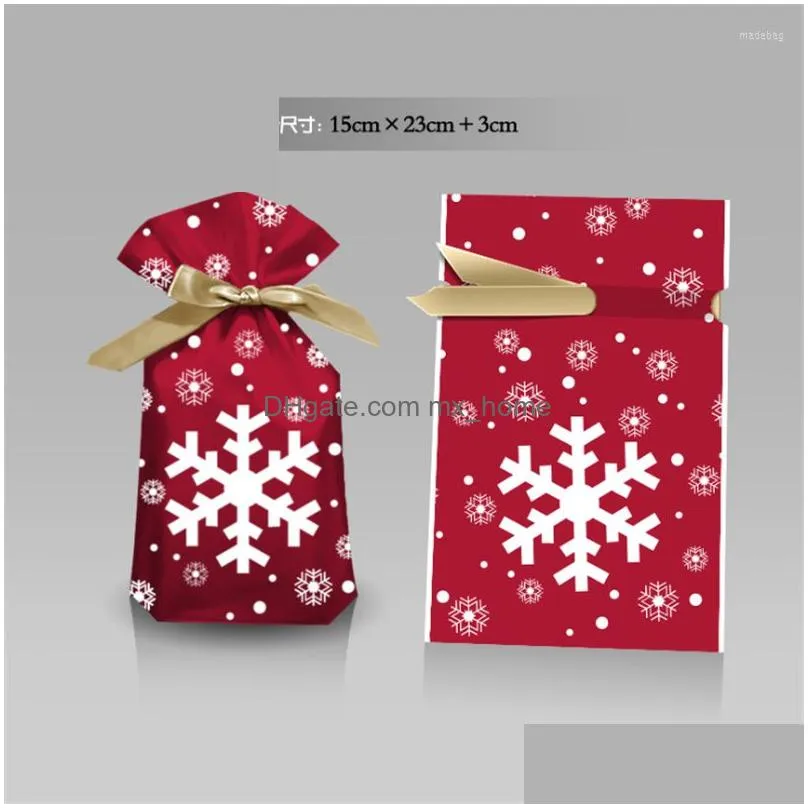 christmas decorations christma decoration ribbon drawstring pocket candy bag snowflake crisp nougat packaging merry