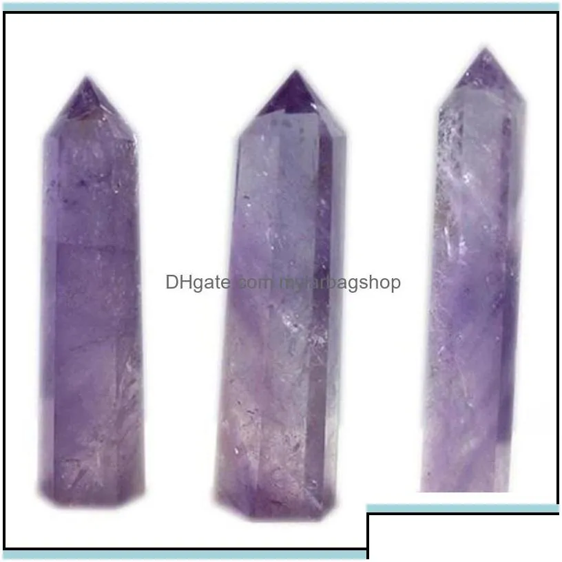 arts and crafts arts gifts home garden single tip crystal column natural purple crystals stone polish party decorate bardian factory