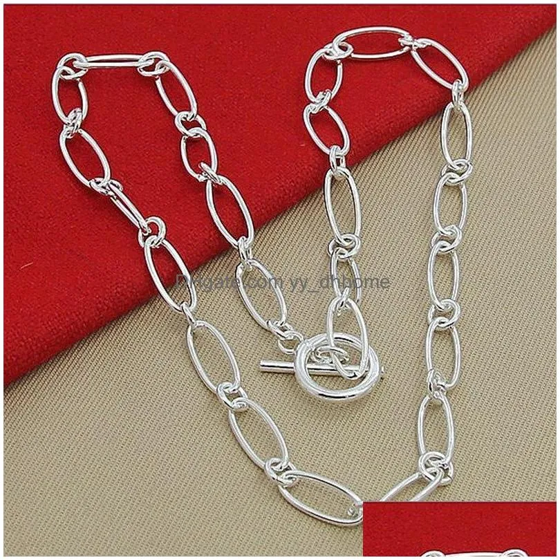 silver ot buckle necklace 45cm 18 inches simple chain for woman man fashion charm jewelry