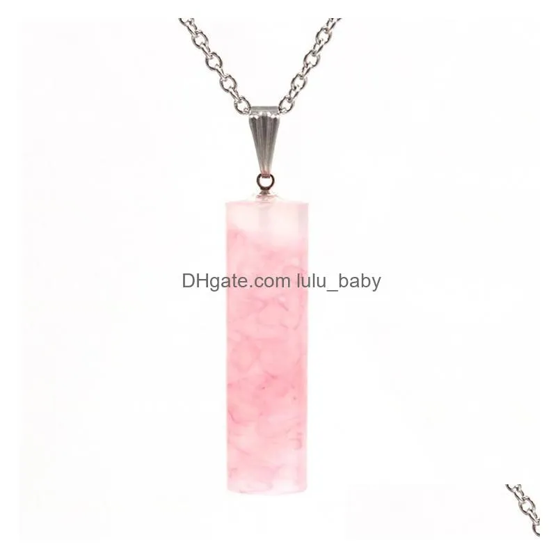 augen pendant 7 chakra amethyst pendants crystal gravel cylindrical womens fashion necklace