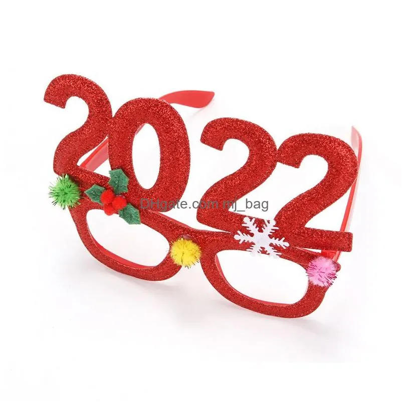 christmas decorations 1x 2022 eyeglasses props xmas adornment adult children gift merry holiday glasses party dress up ornaments
