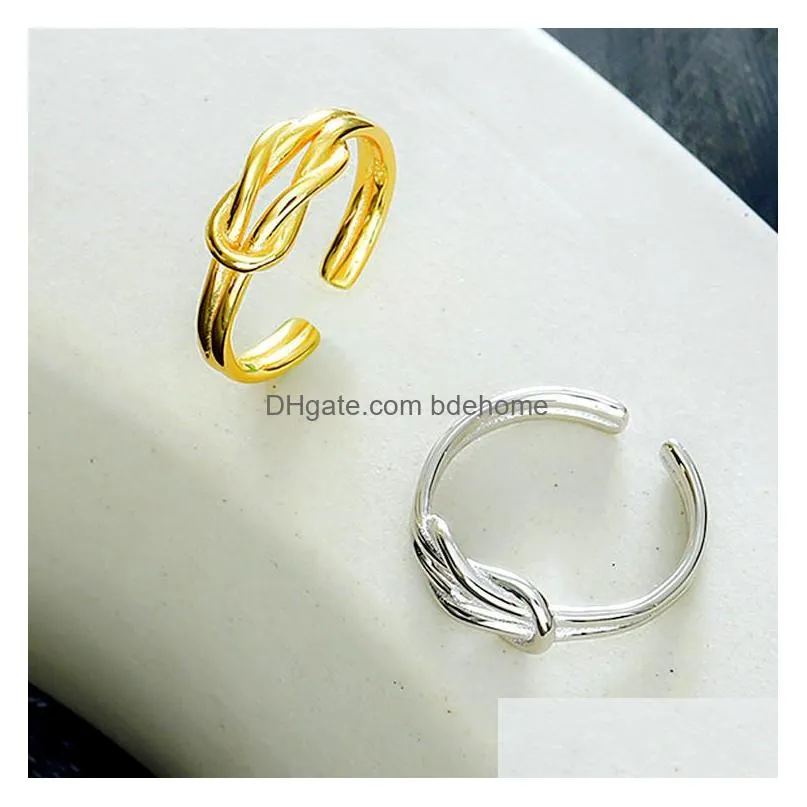 double twist knot knuckle ring minimalist gold silver color metal open adjustable ring fashion jewelry for women valentine