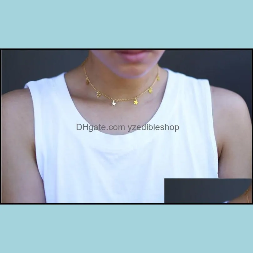 star choker necklace silver gold pentagram necklaces chokers collars chain women fashion jewelry gift